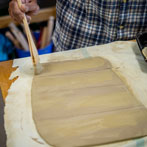 Krishna Alegeswaran at work in his studio in 2019